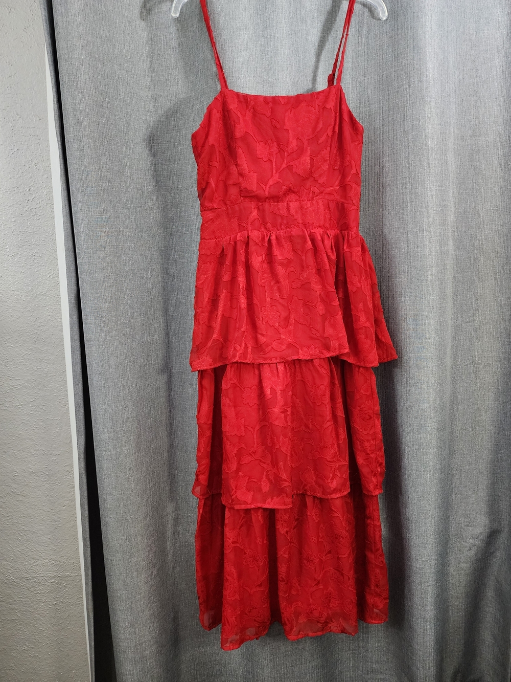Lulu's Red Tiered Spaghetti-Strap Maxi Dress